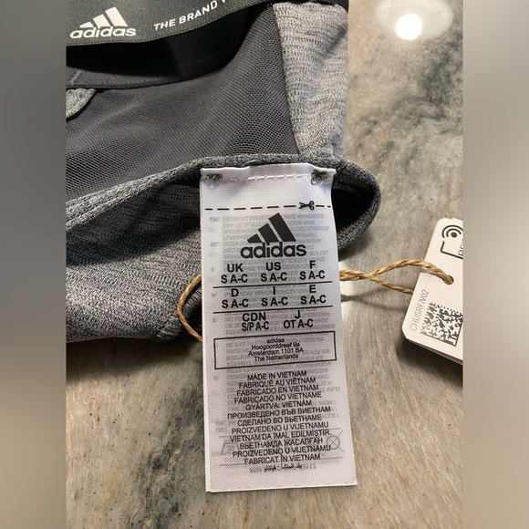 Adidas Powerreact Medium Support Sports Bra Heather Gray Size Small - Picture 4 of 6